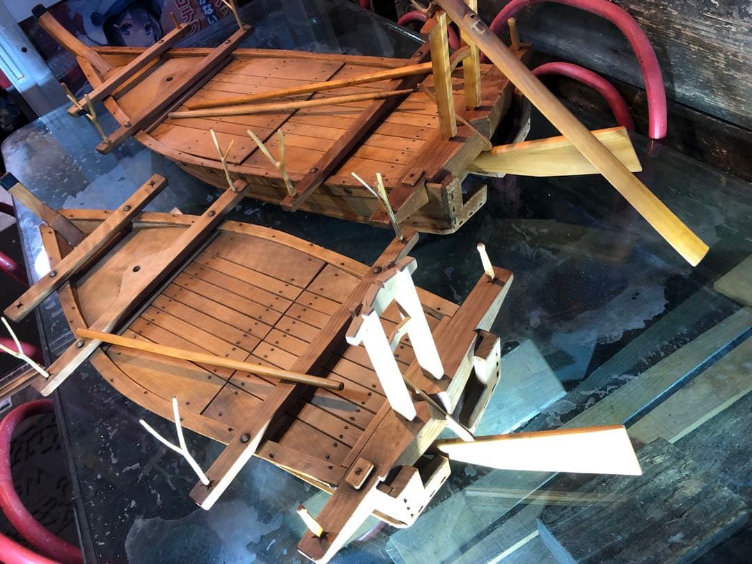 日本 昭和東京羽田 船大工 和船 大小2隻 工芸品 美術品 舟盛 模型 匠