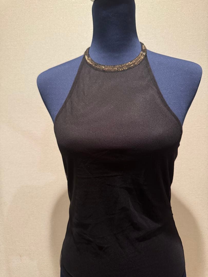 【レア】VIVIENNE TAM ブラック✨ゴールドスパンコール　ホルダーネック