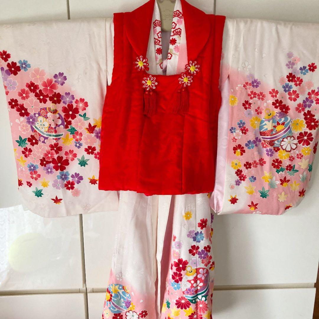 七五三 着物 お宮参り お祝い着 3歳 セット 中古品 正絹 アンティーク