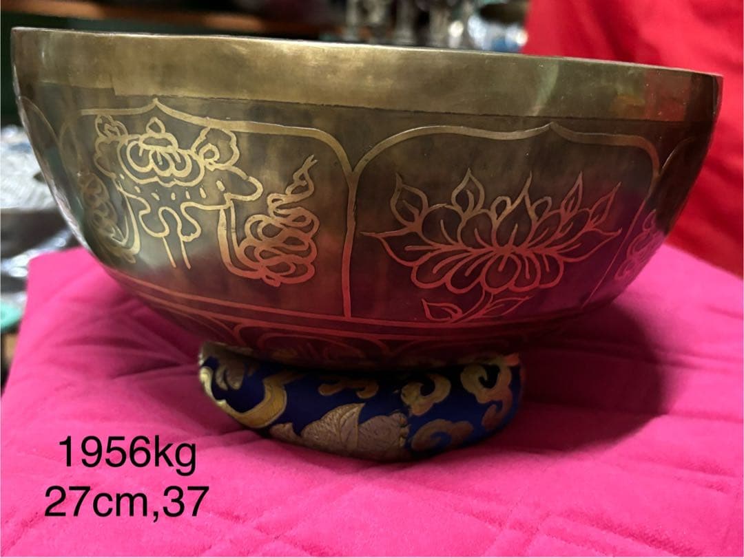2025 シンギングボウル 金属製彫刻ボウル 27cm 1956kg No37