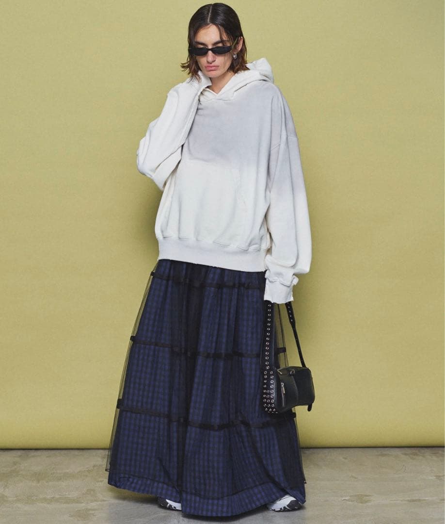 メゾンスペシャル 2wayチュールレイヤードチェックボリュームスカート