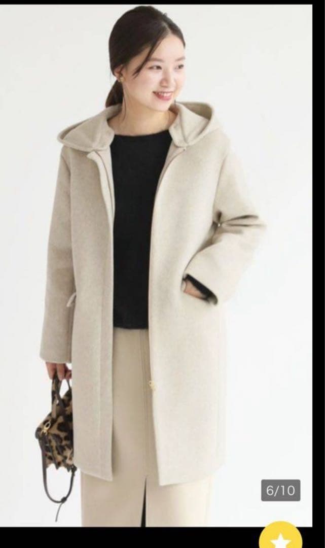 IENA イエナ二重織　フードコート 取り外し可能 生成り34 49500円