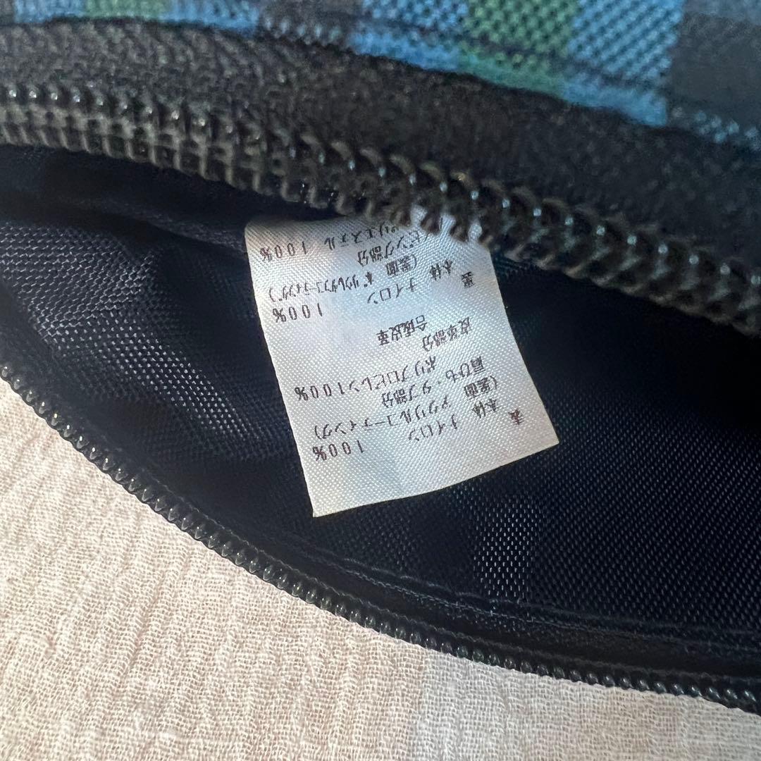 ファミリア　舟形ポシェット　青系ファミリアチェック