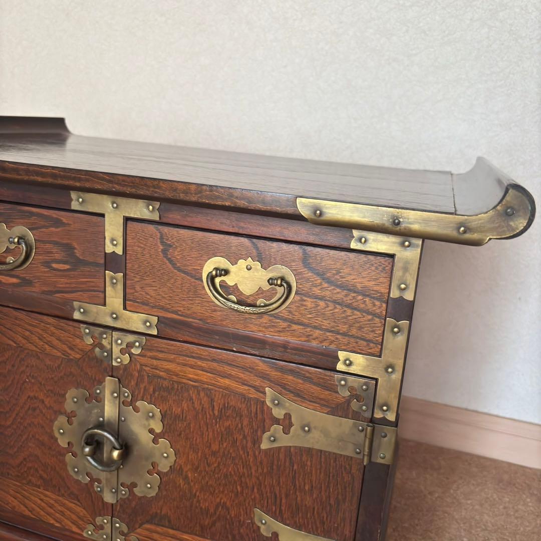 李朝 李朝家具 真鍮金具 無垢材 魚型錠前 モリジャン バンダジ 箪笥 韓国美術