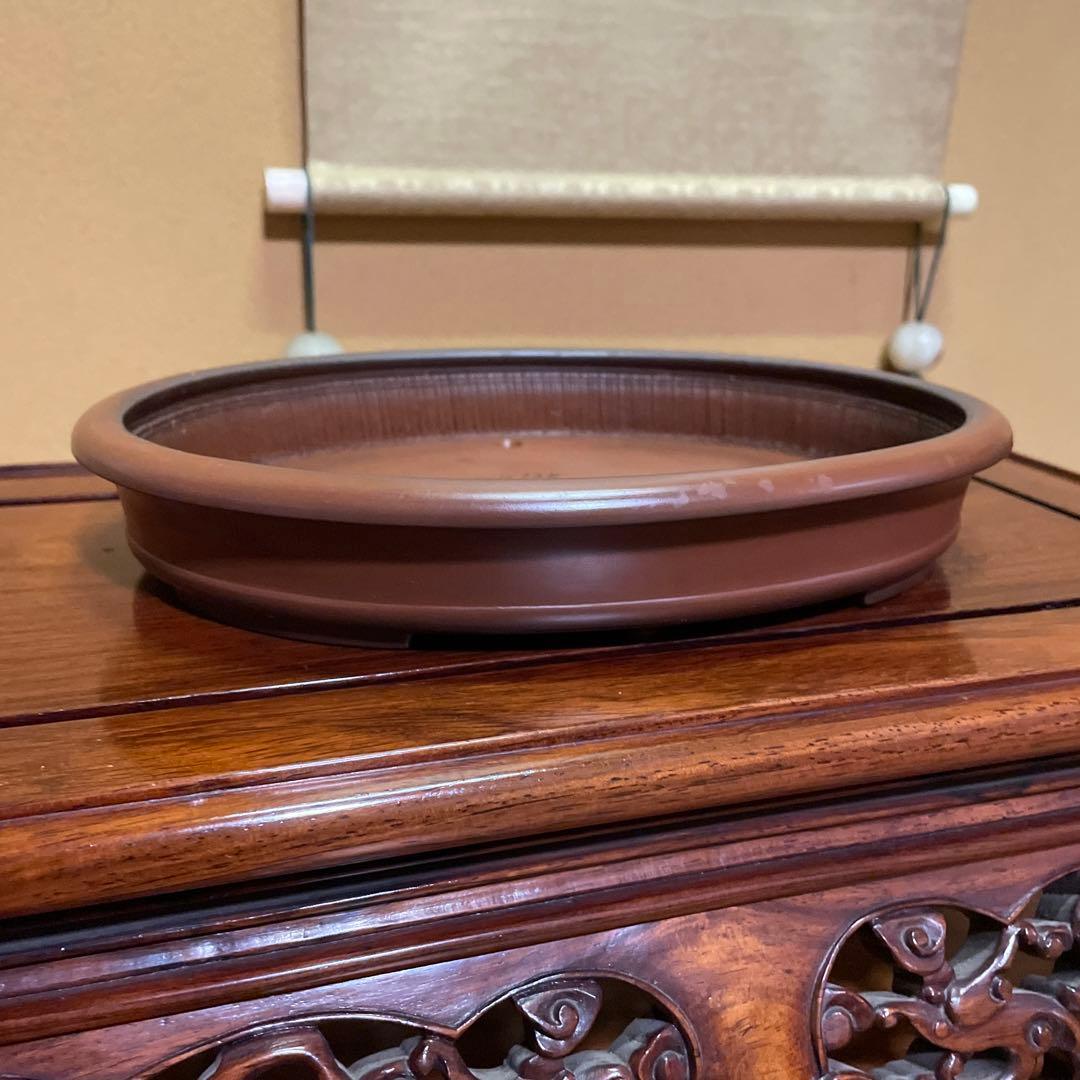 【落款有り】峰輝堂造 楕円鉢 盆栽鉢 盆栽小鉢 山野草鉢 植木鉢 小品【新品】