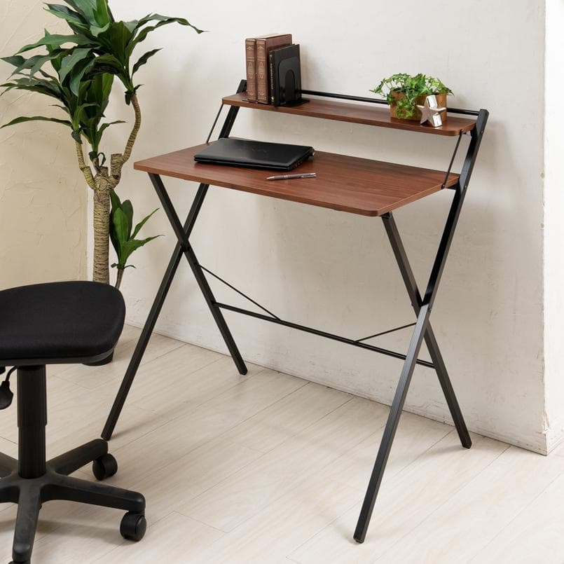 【新品・送料無料】幅80cm◎棚付折りたたみワークデスク テーブル 机