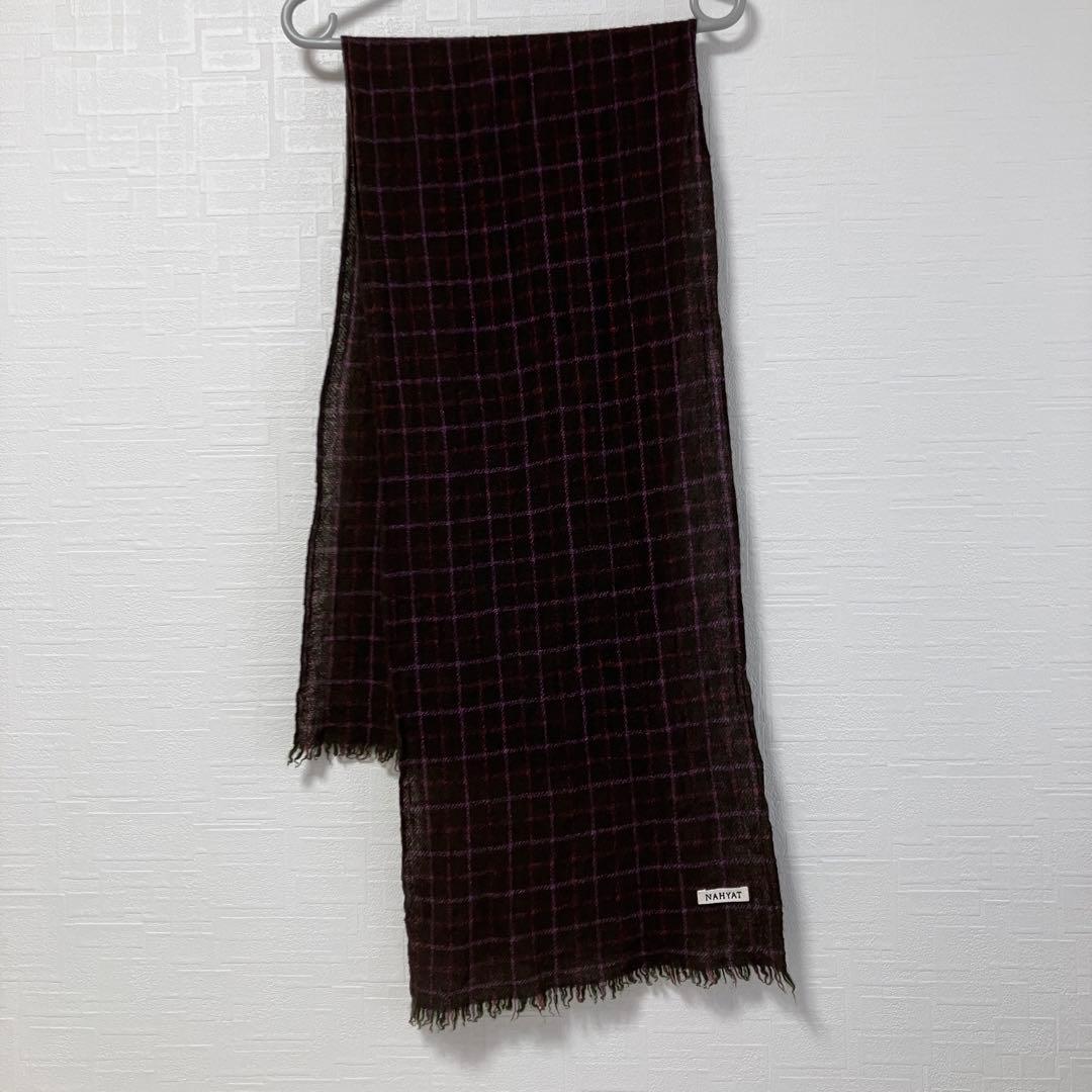 ナヤット　NAHYAT ストール　ピンチェック　オリーブブラウン