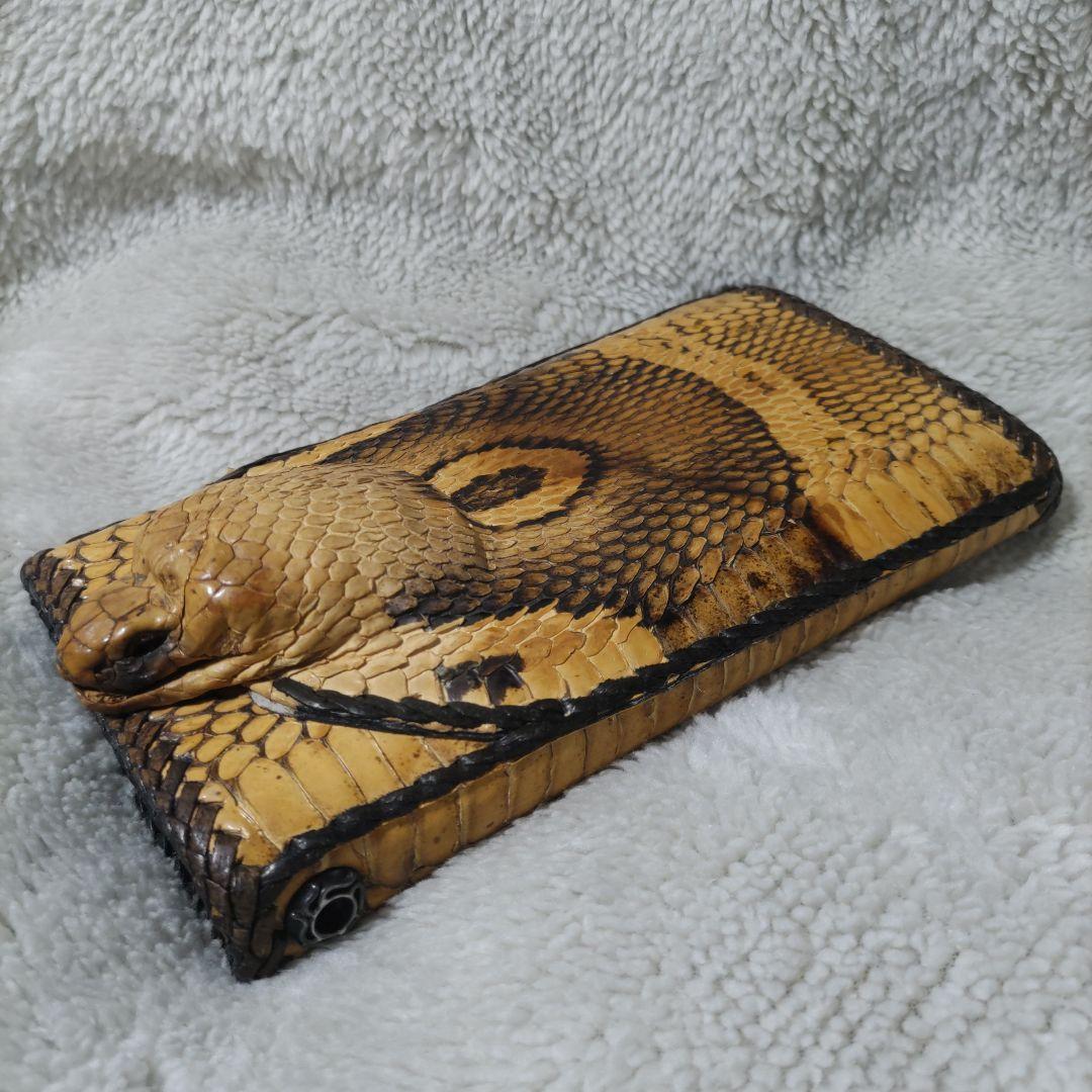 バイカーズウォレット　ライダースウォレット　財布　長財布　蛇革　コブラ　頭