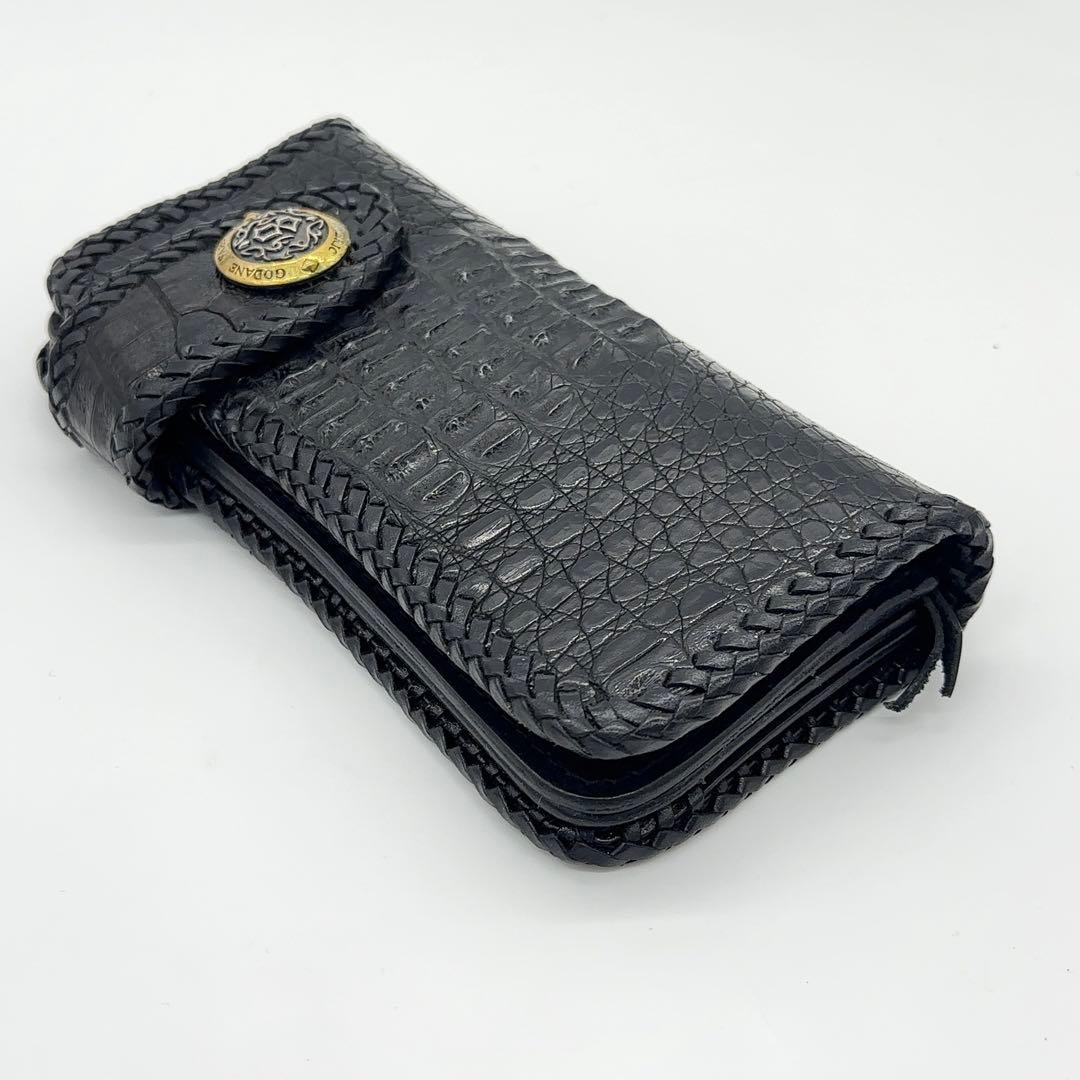 美品 GODANE ゴダン クロコダイル バイカーズウォレット 長財布 メンズ