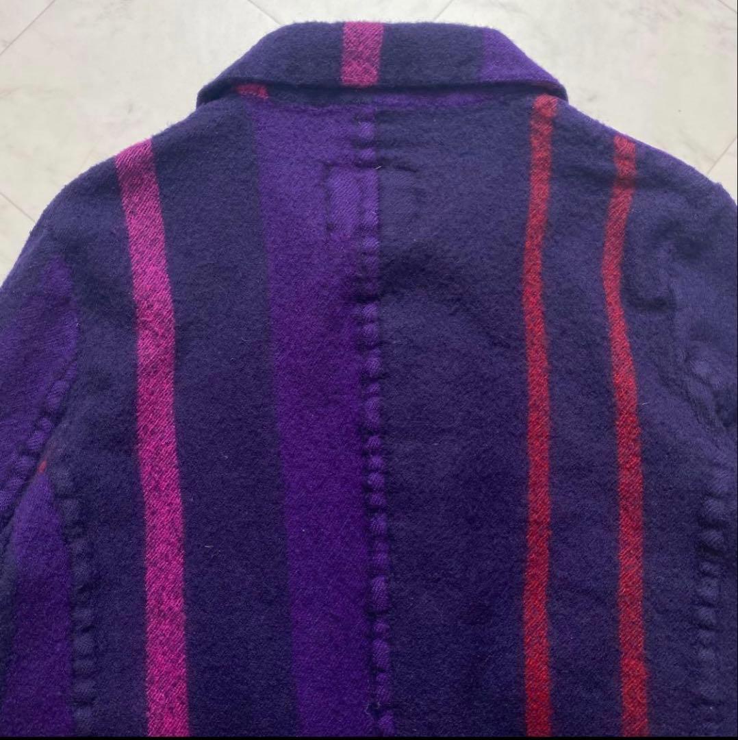 Y's ヨウジヤマモト　圧縮ウール　ジャケット　ストライプ　パープル