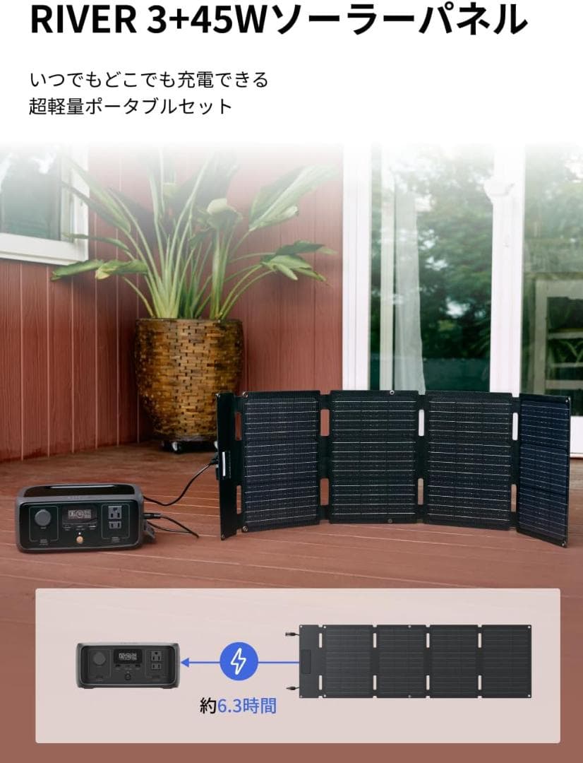 EcoFlow  3 ポータブル電源 45Wソーラーパネルセット