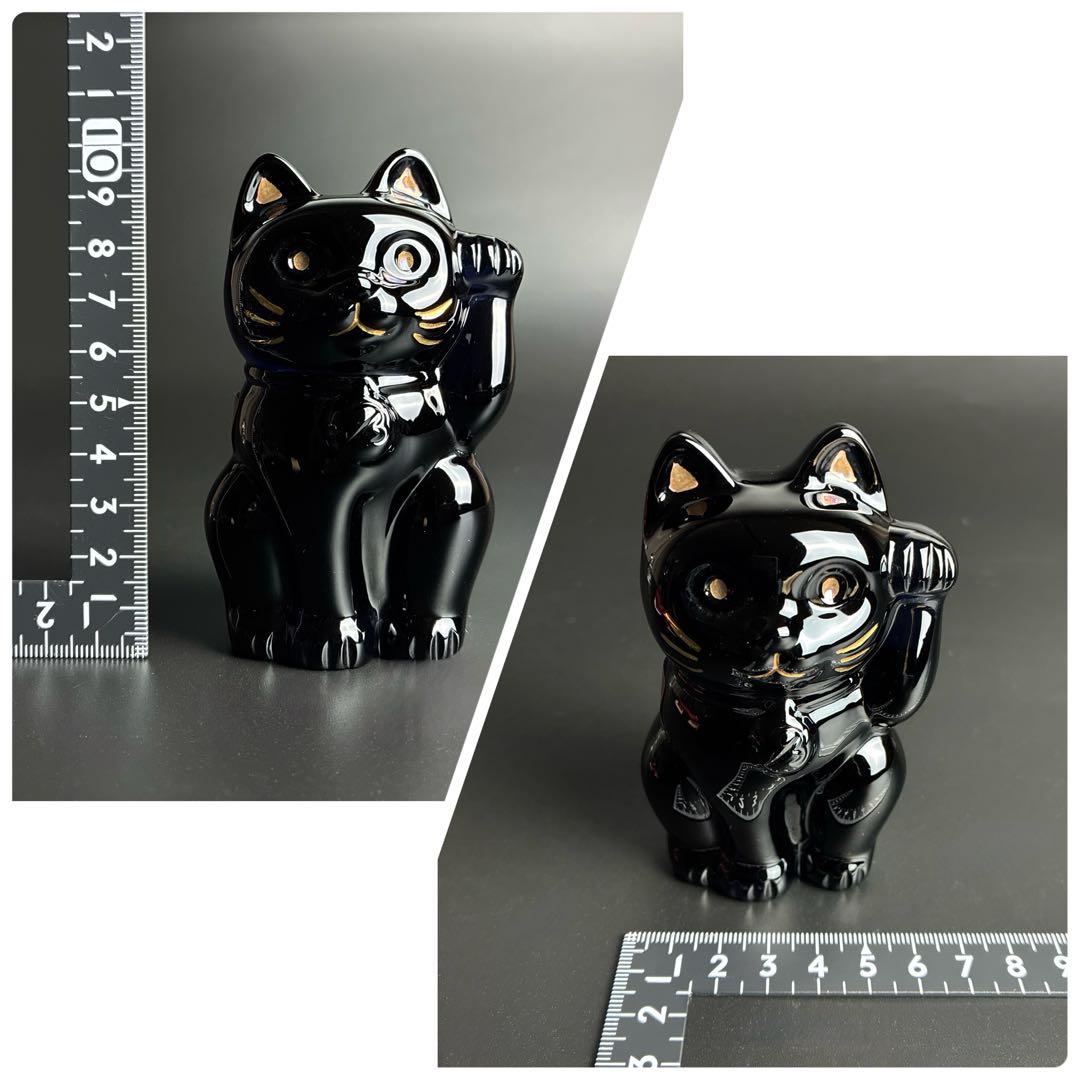 未使用 バカラ まねき猫 クリア ミッドナイト 2個 座布団付き 招き猫 置物