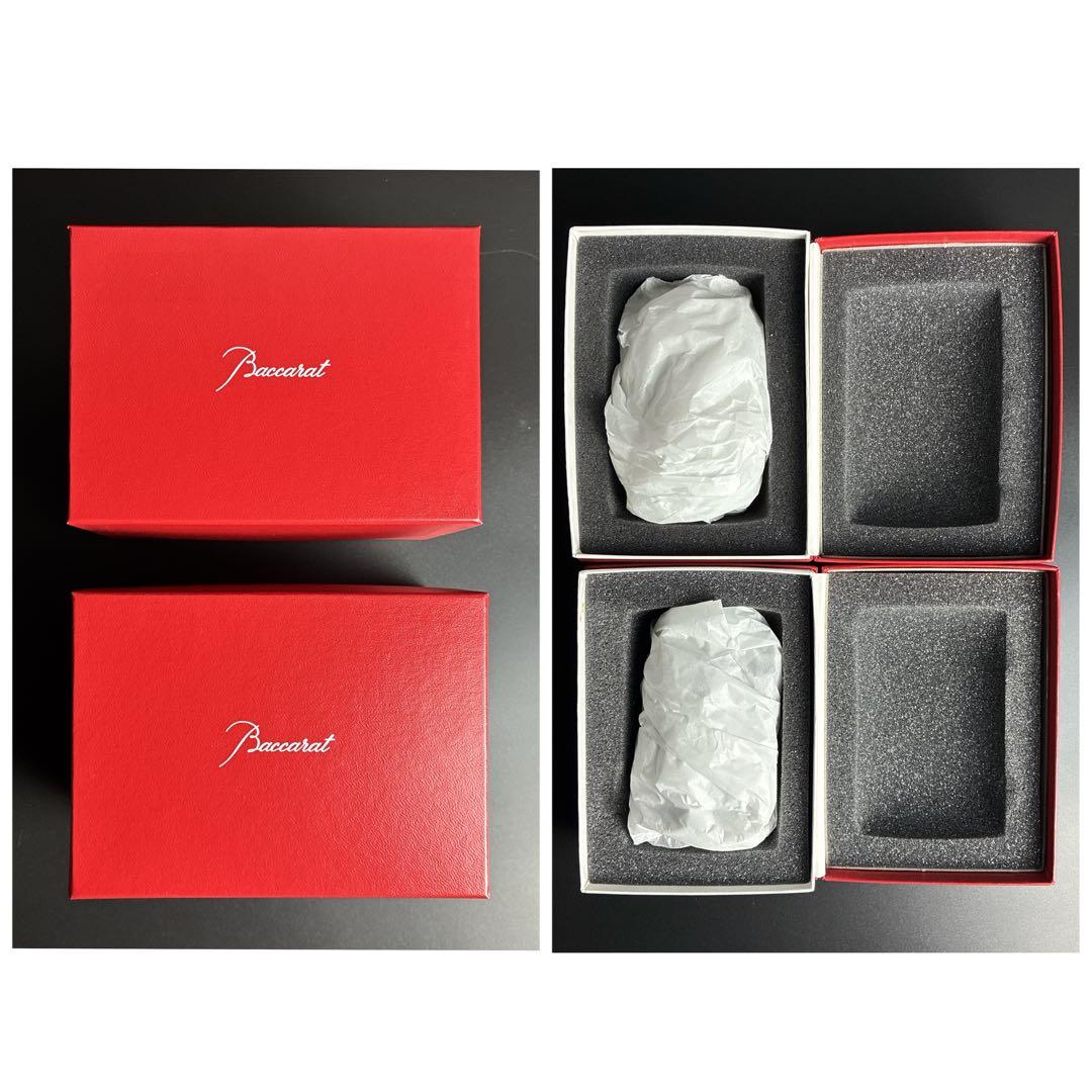 未使用 バカラ まねき猫 クリア ミッドナイト 2個 座布団付き 招き猫 置物