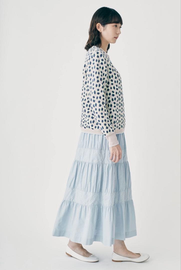 ミナペルホネン tambourine ティアードスカート lightblue