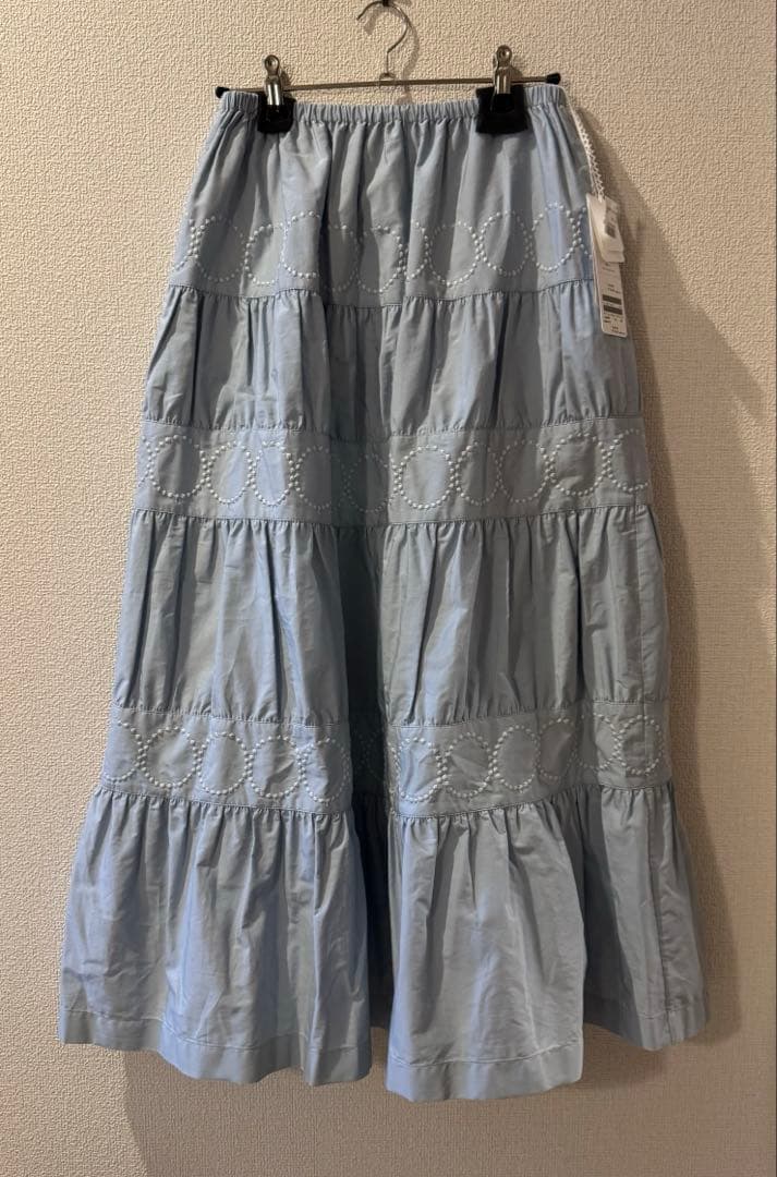 ミナペルホネン tambourine ティアードスカート lightblue