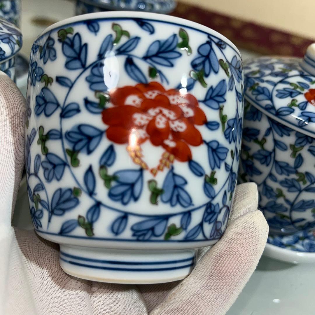 源右衛門　唐草牡丹　蒸し茶碗5客（H）