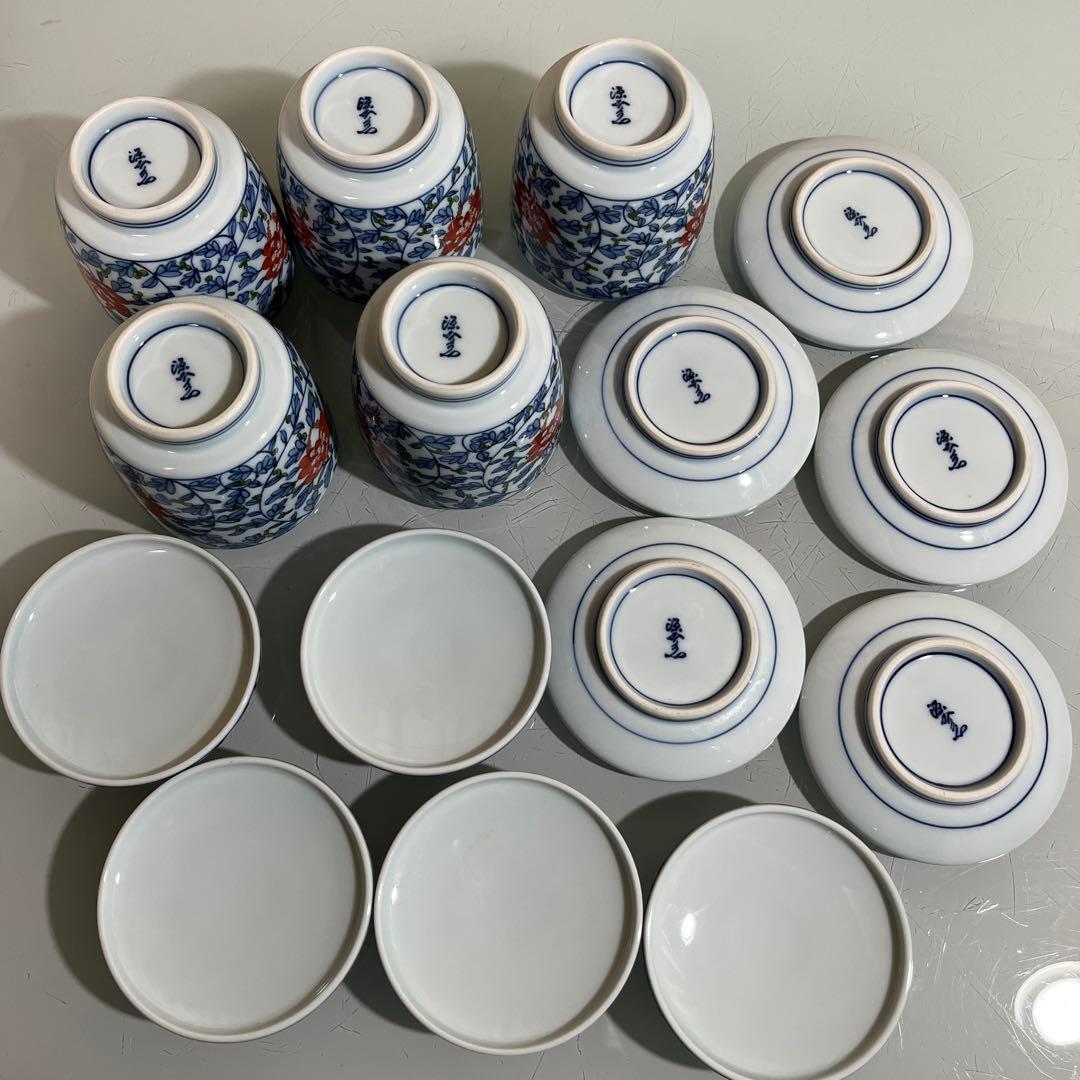 源右衛門　唐草牡丹　蒸し茶碗5客（H）