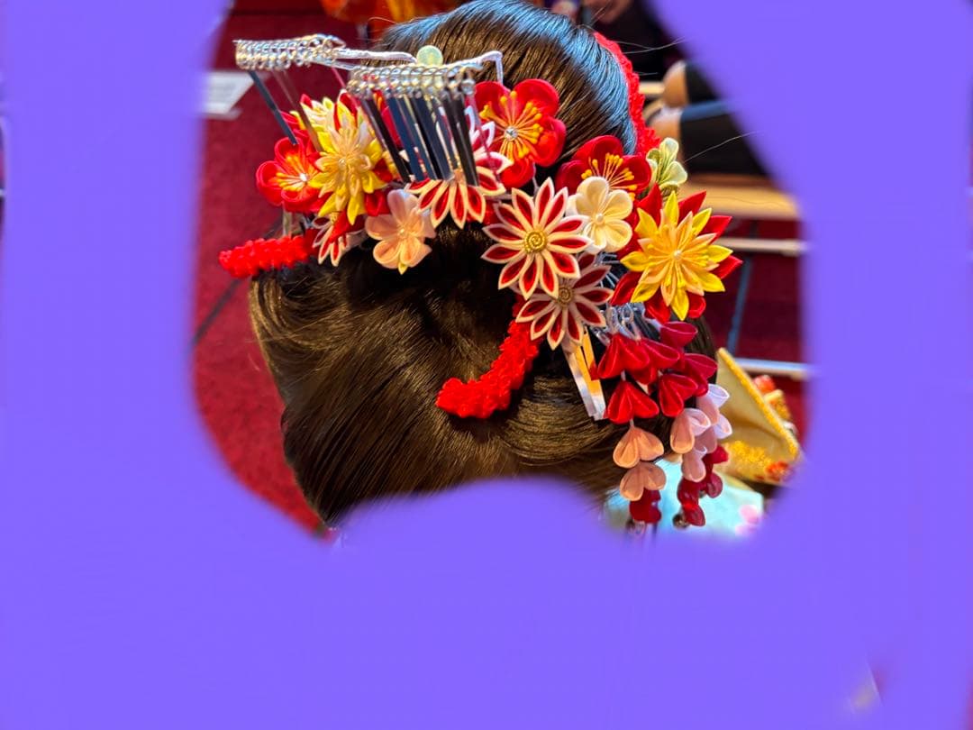 半額以下　一度のみ使用　七五三用 花飾り 7歳　かのこ