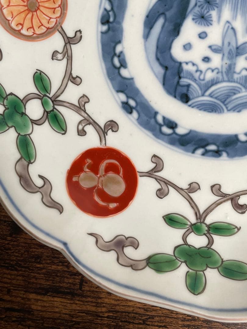 明治期 古伊万里 赤玉鯉滝上り図　大皿10客 中皿/七寸皿/お皿/アンティーク