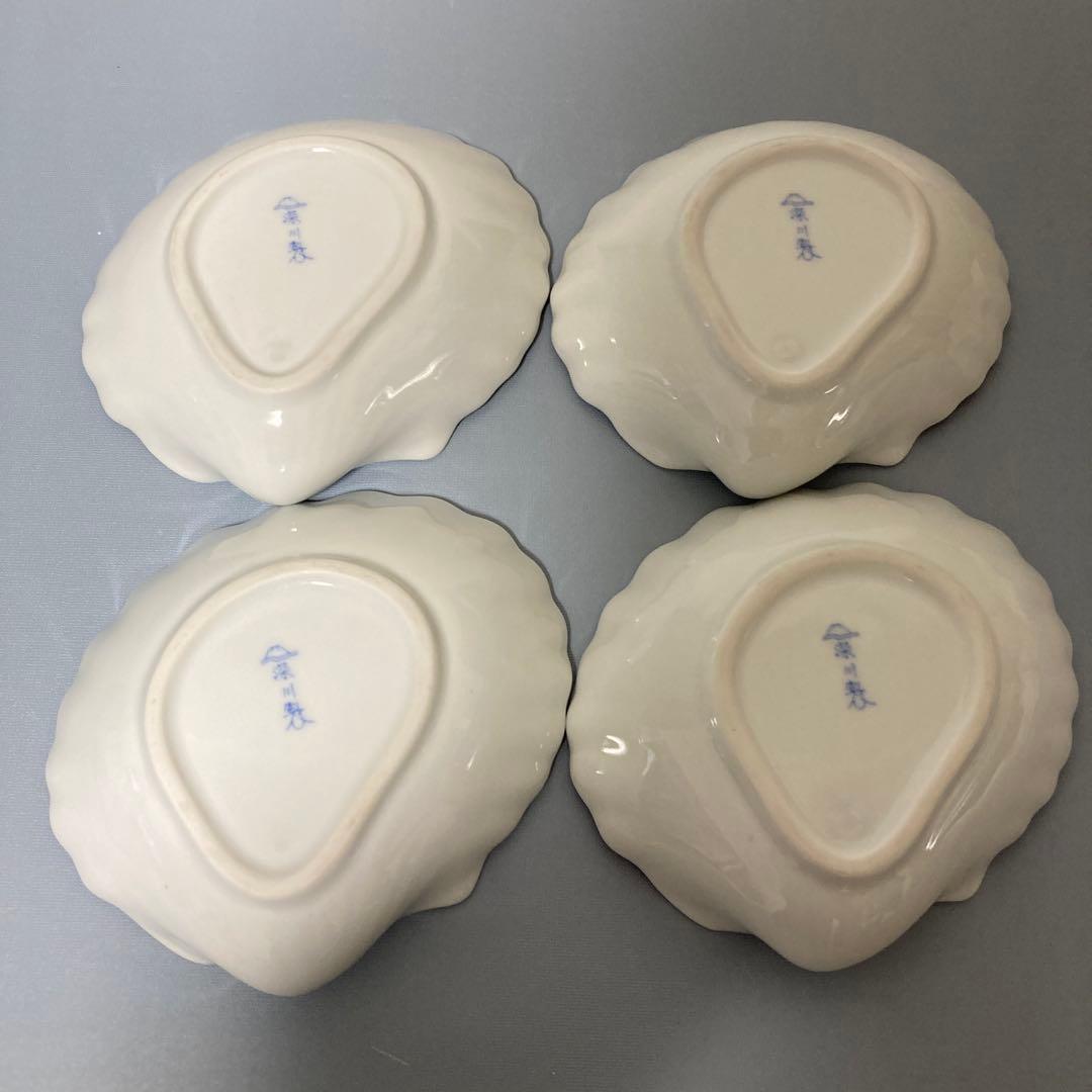 本日セール中【未使用品】深川製磁 ブルーワイナリー 貝型皿 4皿 4枚セット