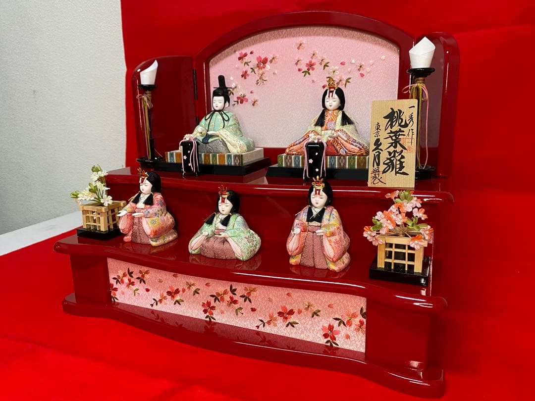 東京久月監製　雛人形　一秀作　江戸木目込人形　親王五人飾り(三人官女付)二段飾り