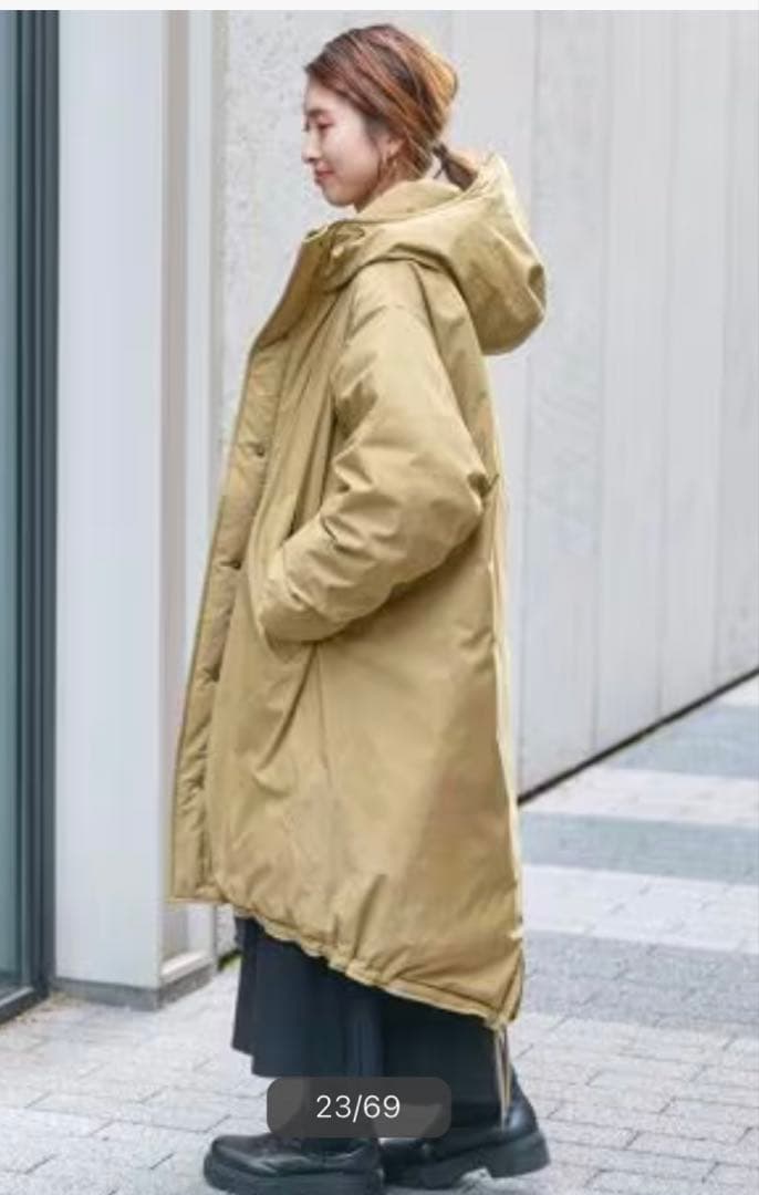 Spick & Span 撥水フーデッドダウンコート　38 ベージュ