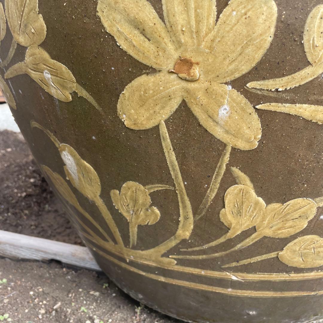 水鉢 睡蓮鉢 超大型 花模様