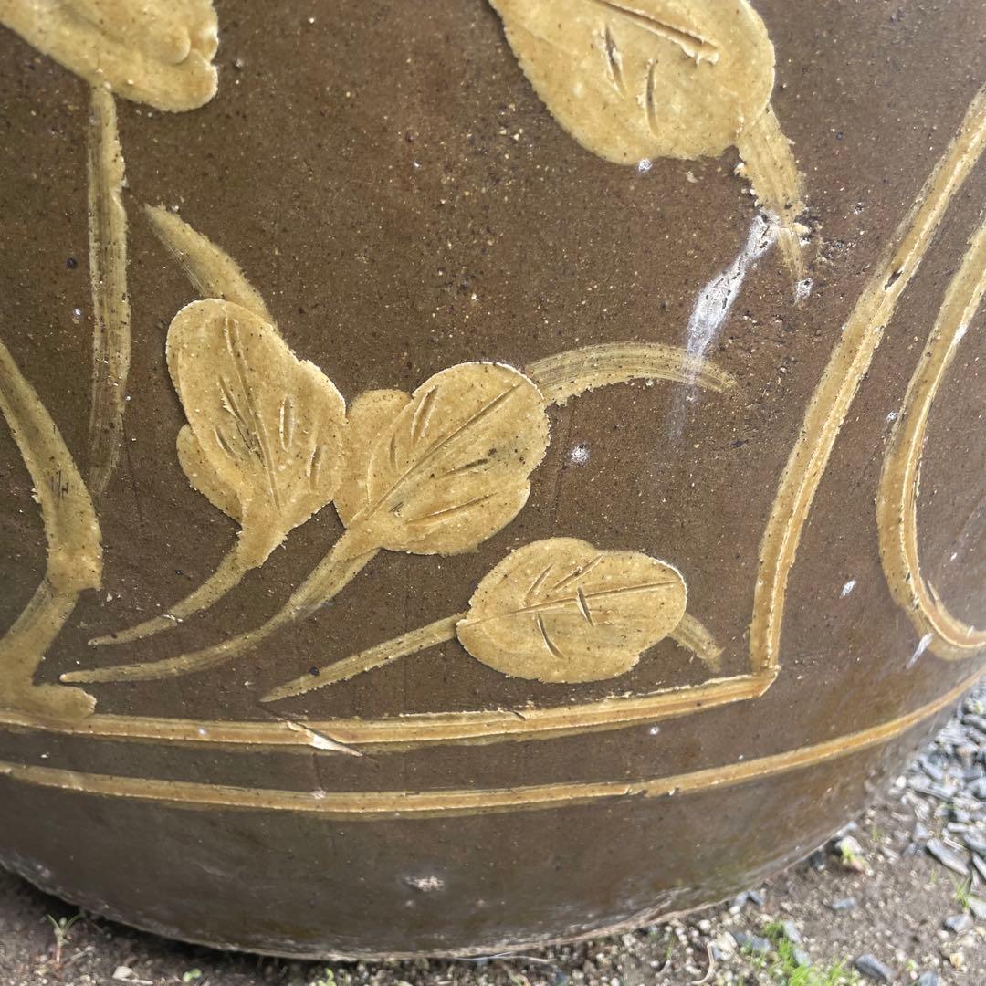 水鉢 睡蓮鉢 超大型 花模様