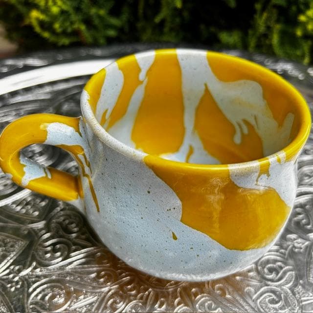 ハネンさんのカラフル陶器　プレート約22cmとマグカップセット　BVSJT