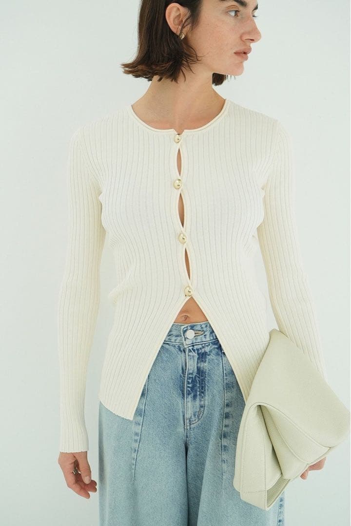 トップス CLANE W FACE GOLD BUTTON KNIT TOPS