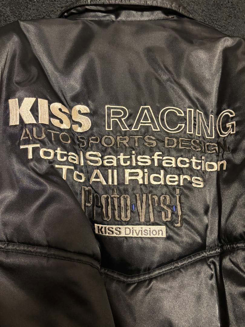 希少 90s KISS RACING バイクジャケット 黒 フルデコ 刺繍 短丈