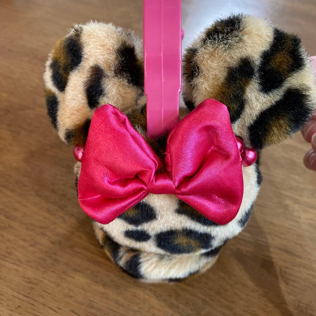 ディズニー　ヒョウ柄　イヤーマフ　耳当て　ファー　ミニー　ピンクリボン
