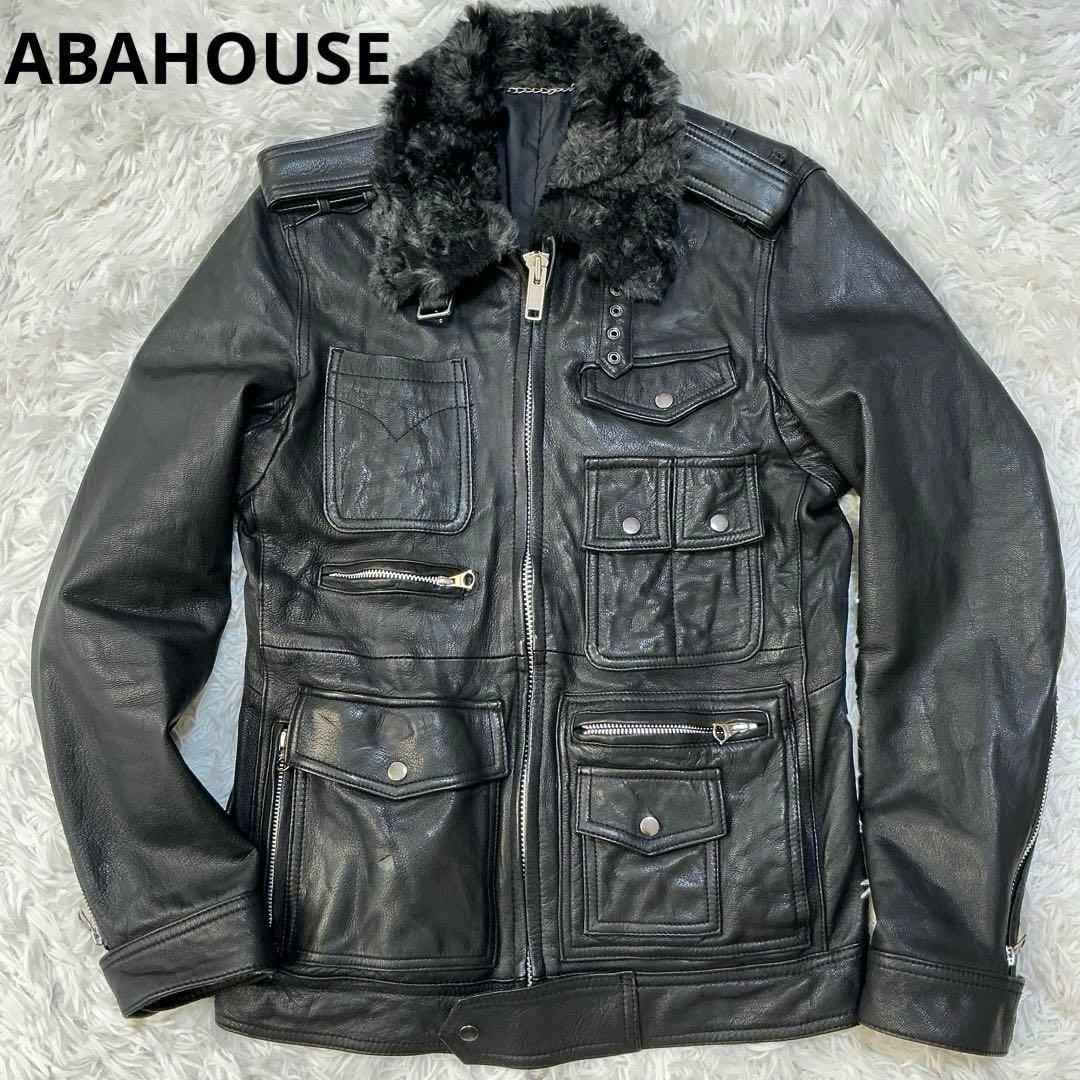 美品⭐︎アバハウス シングルライダース ボアレザージャケット 本革 山羊革 M 黒