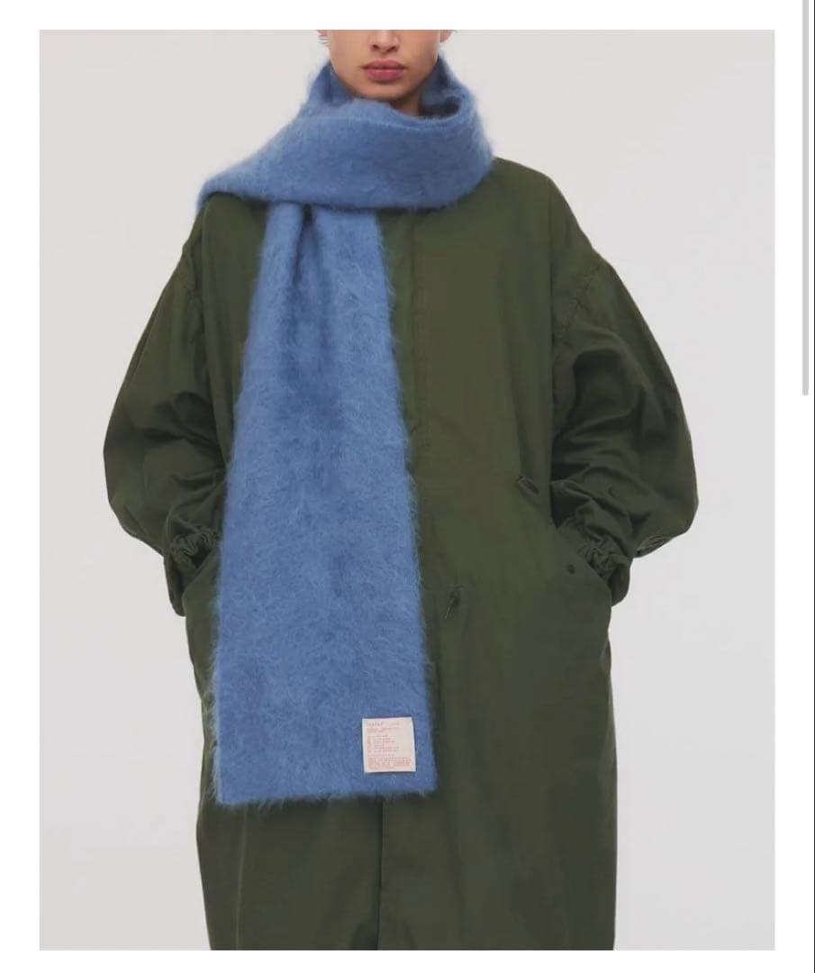 【カイ】ieefar カシミヤマフラー 青　Wasurenagusa