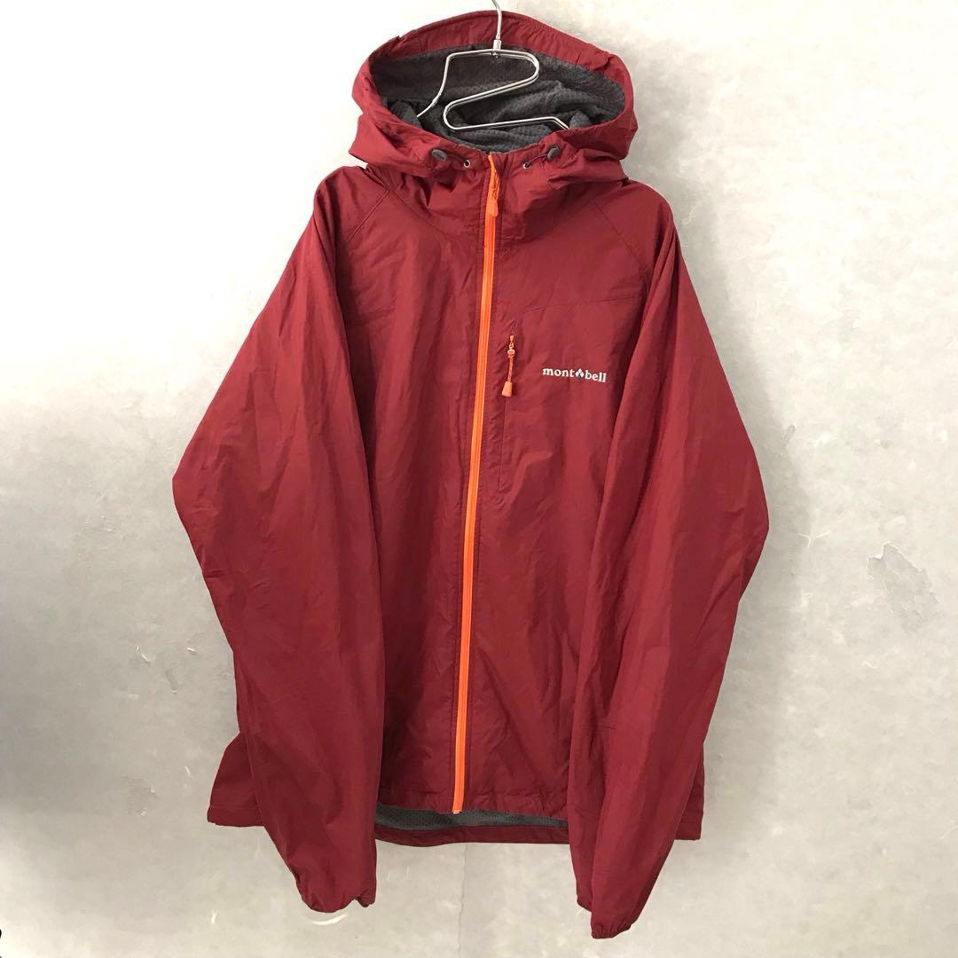 mont-bell ライトシェルパーカー 裏地付き 美品 赤 XL