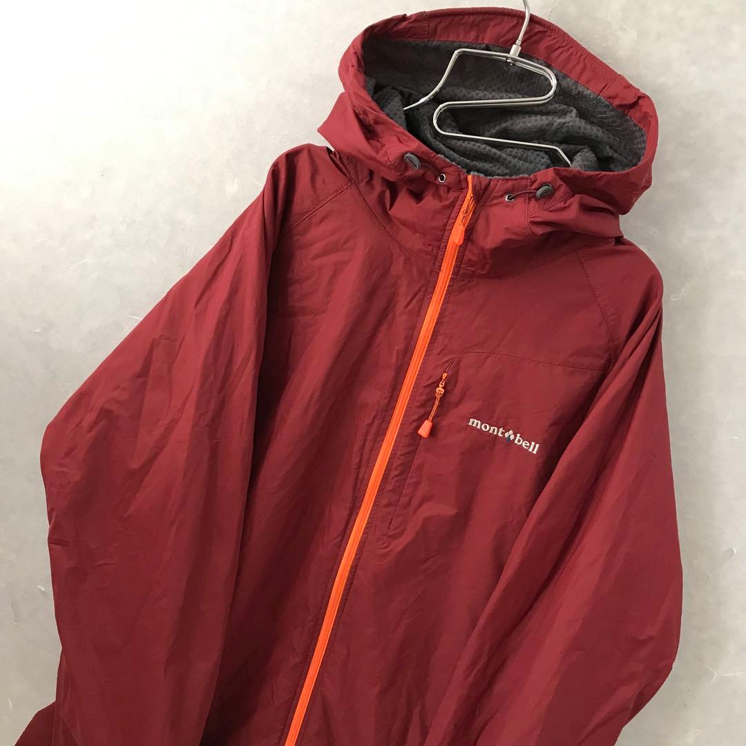 mont-bell ライトシェルパーカー 裏地付き 美品 赤 XL