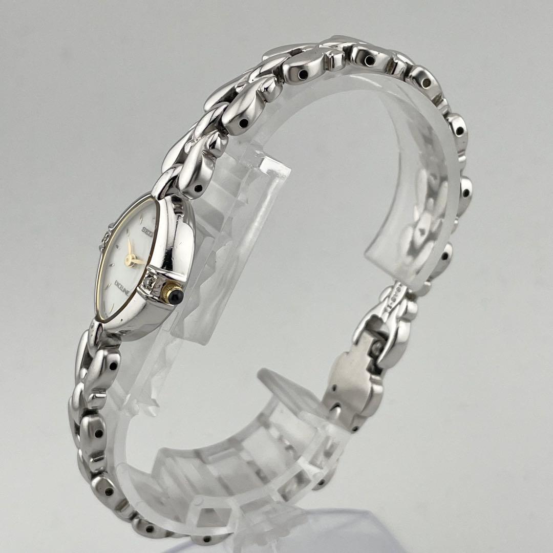 【稼働/新品電池】セイコー　エクセリーヌ　シェル文字盤　2P ダイヤ　腕時計