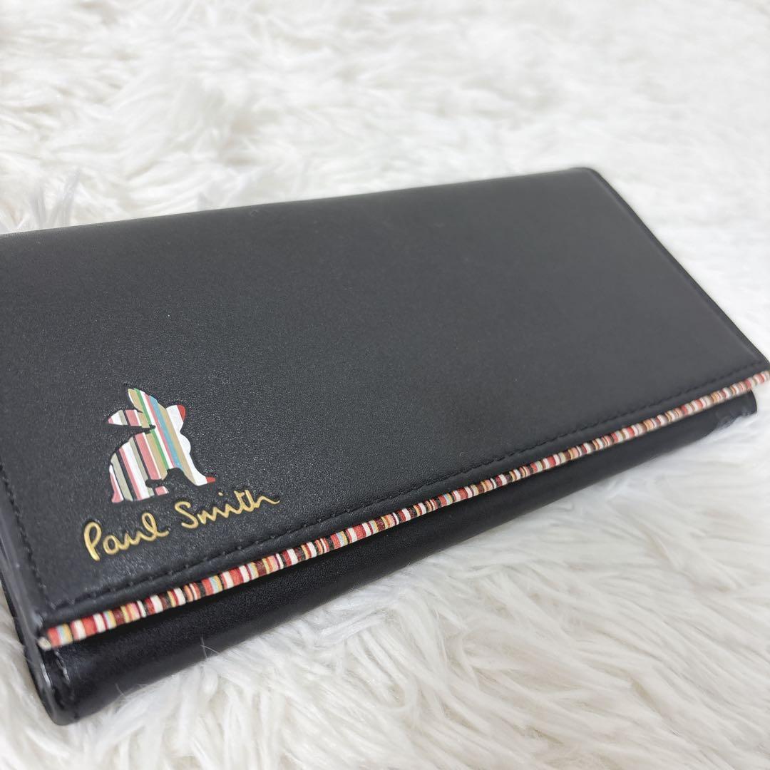 【美品】PaulSmith マーケトリーストライプラビット　折り財布