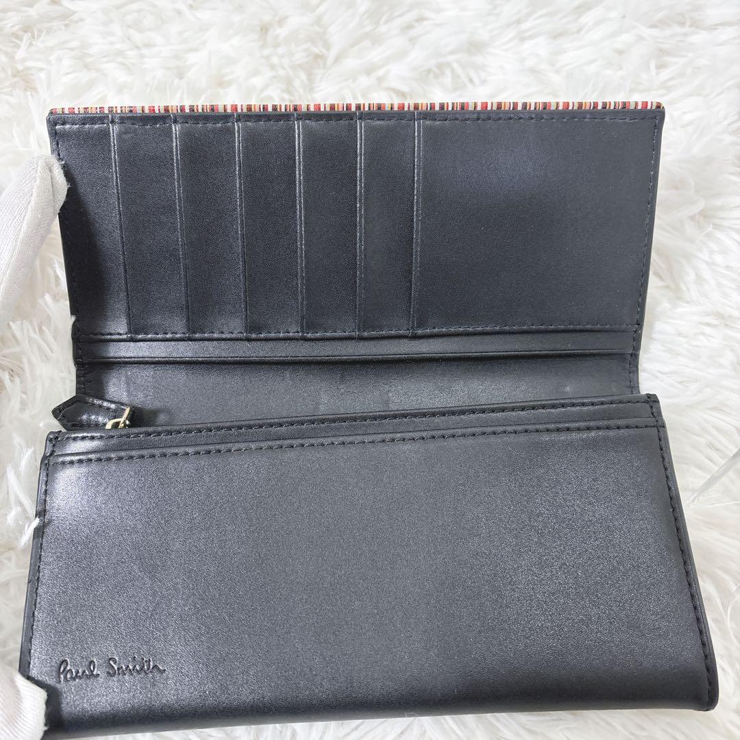 【美品】PaulSmith マーケトリーストライプラビット　折り財布
