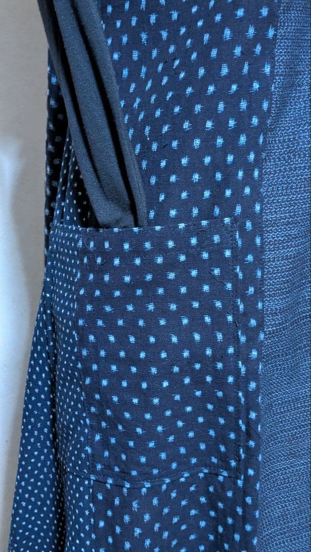 久留米絣　書生絣　雪ん子柄着物リメイクロングワンピース　208