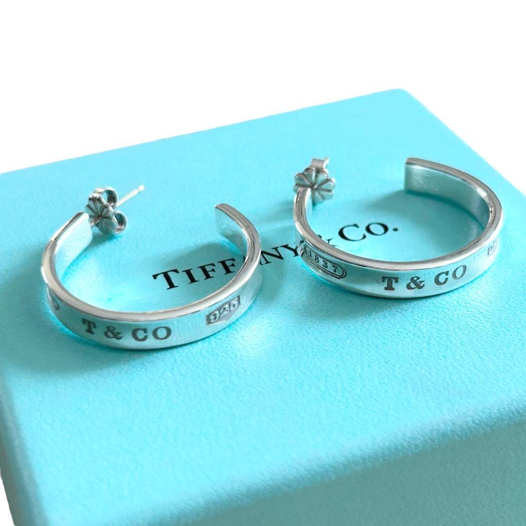 【極美品】ティファニー　ナロー　フープピアス　SV925 袋箱付き