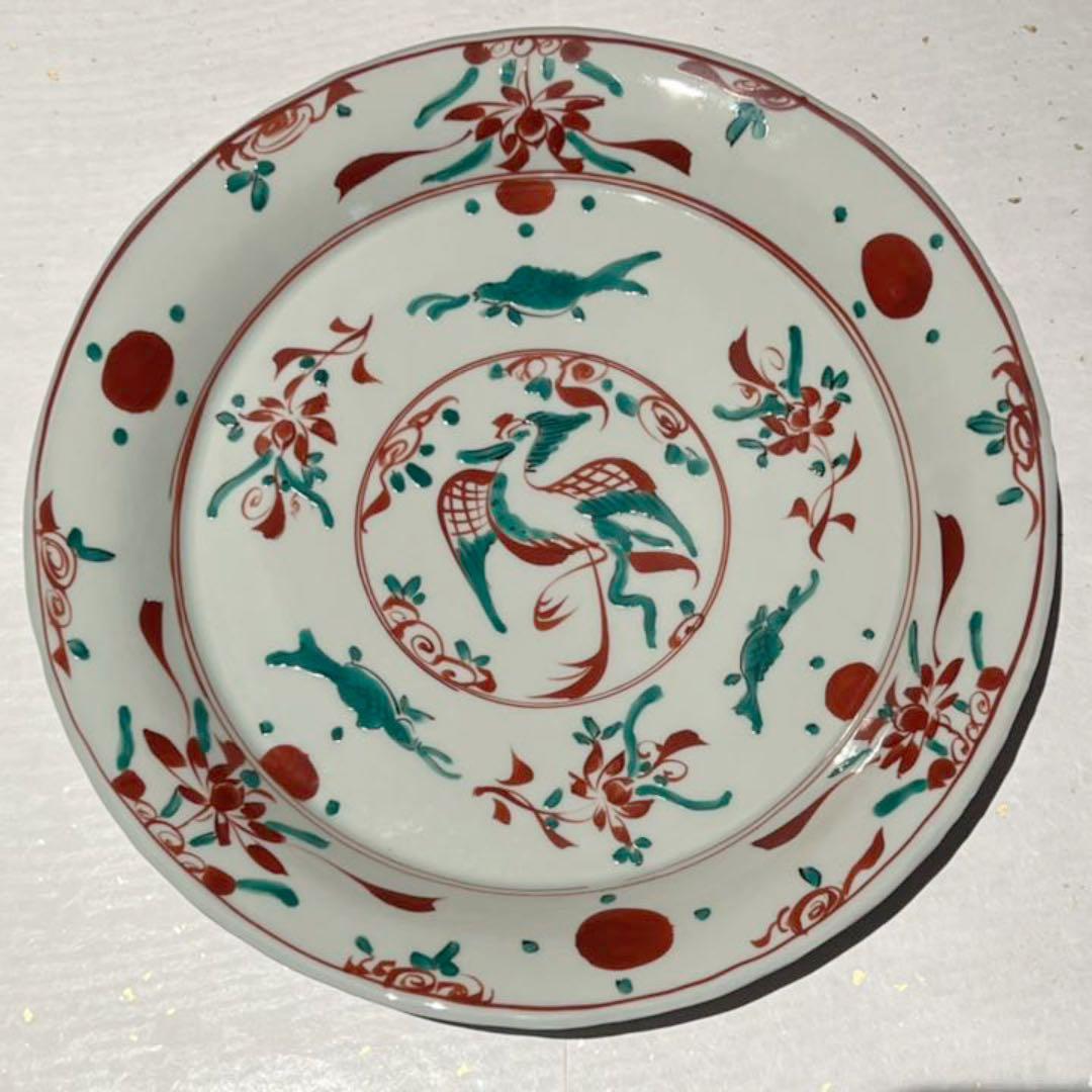 有田焼　泰山窯　古赤絵万暦　大鉢22cm+大皿28cm　2点セット　未使用品