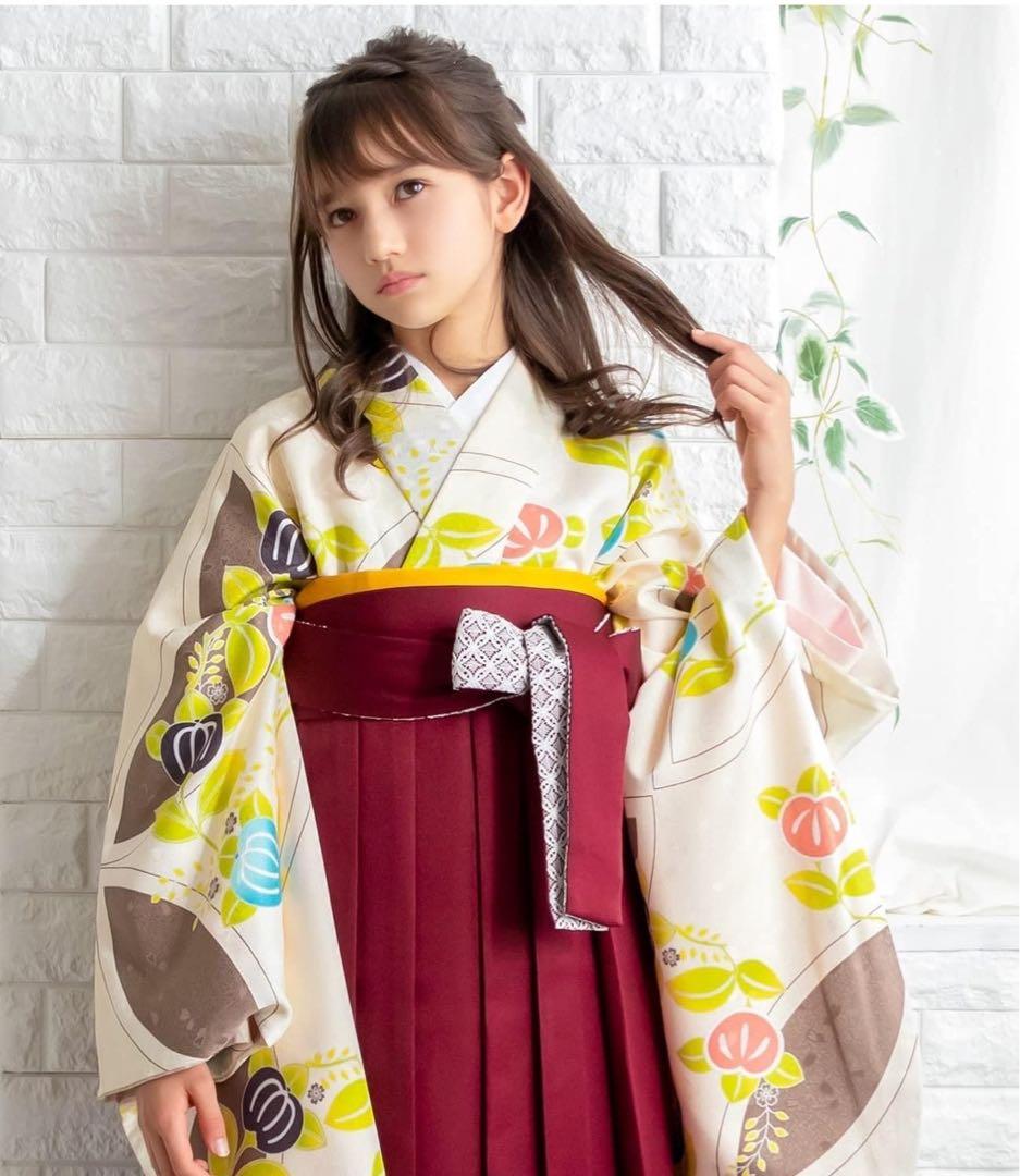 セール！キッズ着物　キョウエツ　ククーメモワール　袴　帯　襦袢4点セット　入学式