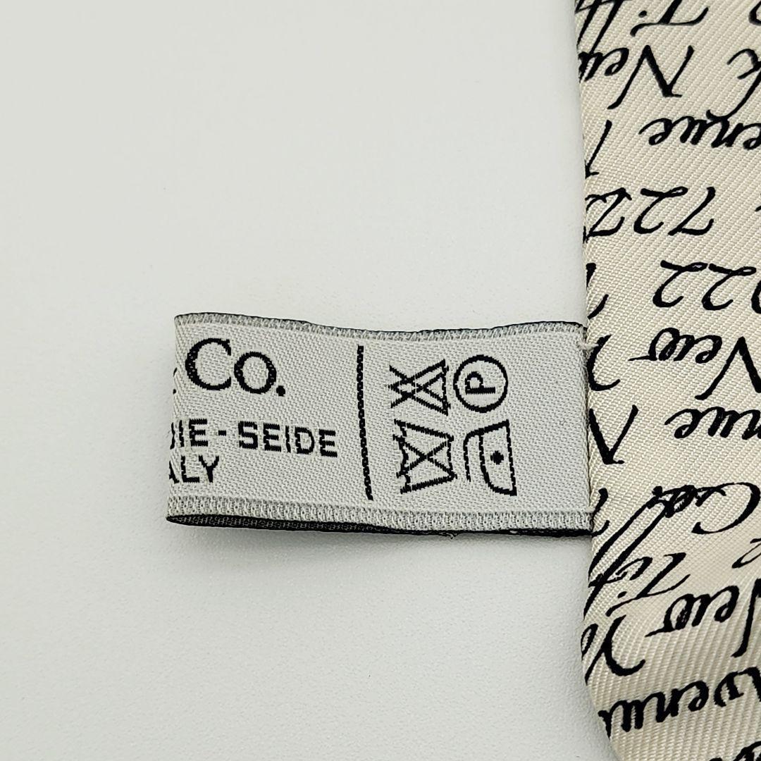 美品 Tiffany & Co. リボンスカーフ 英字 ホワイト 箱・ポーチ.