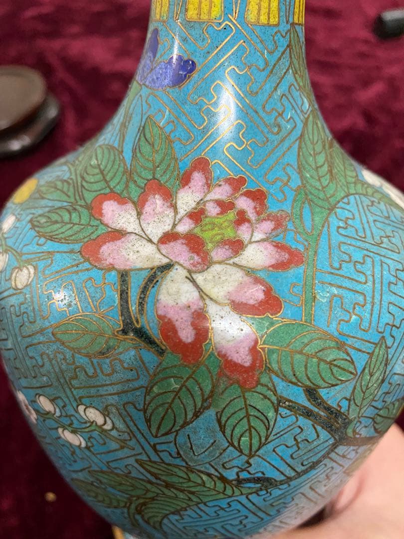 七宝焼　花瓶 唐物 清朝 掐丝珐琅 光緒年製