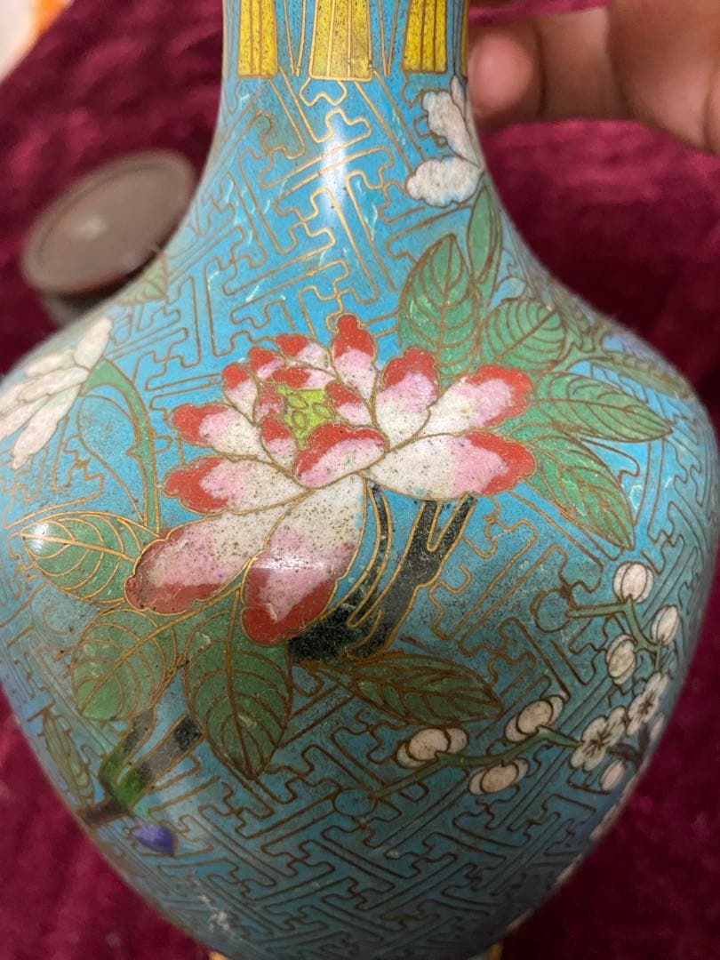 七宝焼　花瓶 唐物 清朝 掐丝珐琅 光緒年製