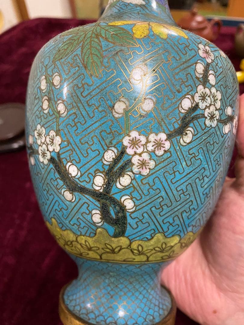 七宝焼　花瓶 唐物 清朝 掐丝珐琅 光緒年製