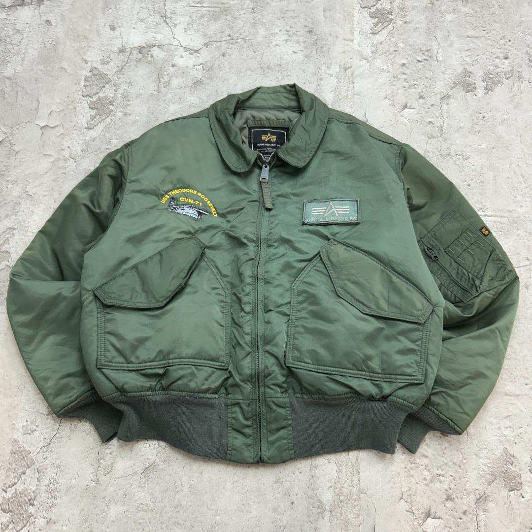 ち*ん様 アルファ　CWU-45/P　フライトジャケット　古着　グリーン　XL
