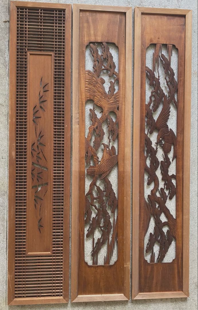 木製彫刻　欄間セット　らんま　　【バラ売り可能】和室 内装 古民家 彫刻 装飾