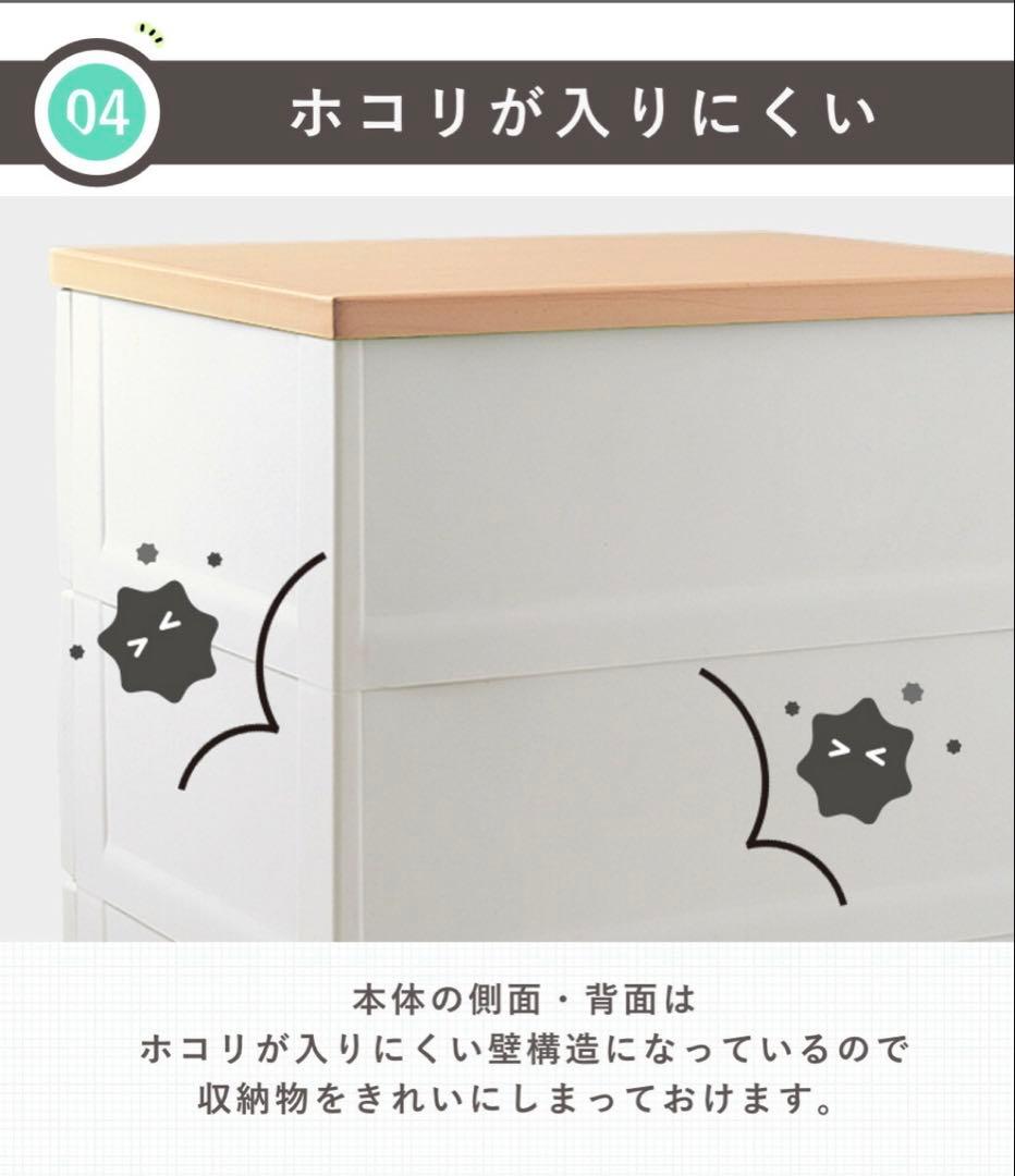 Fits プラス5段チェスト 幅75cmキャスター付きホワイト最終値下げ